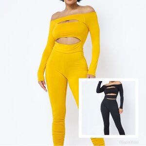 Brushed slit top with leggings